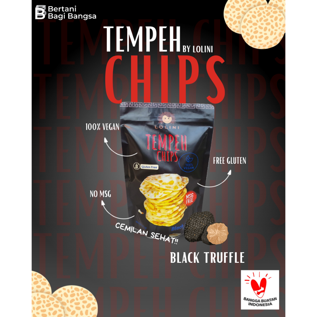 

Keripik Tempeh Chips Snack Sehat dan Cemilan sehat no MSG Free Glutten Black truffle Flavour tanpa pengawet by lolini