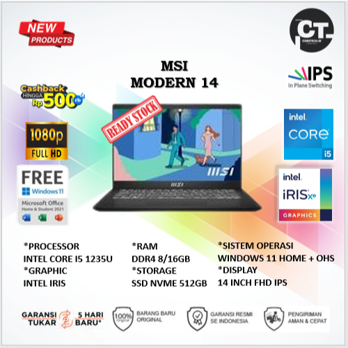 MSI MODERN 14 I5 1235 16/8GB 512GB