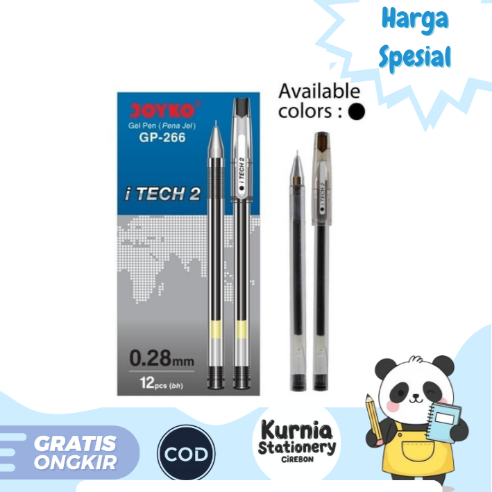 

Joyko Gel pen GP-266 I TECH 2 0.28 mm Hitam & Biru (satuan)