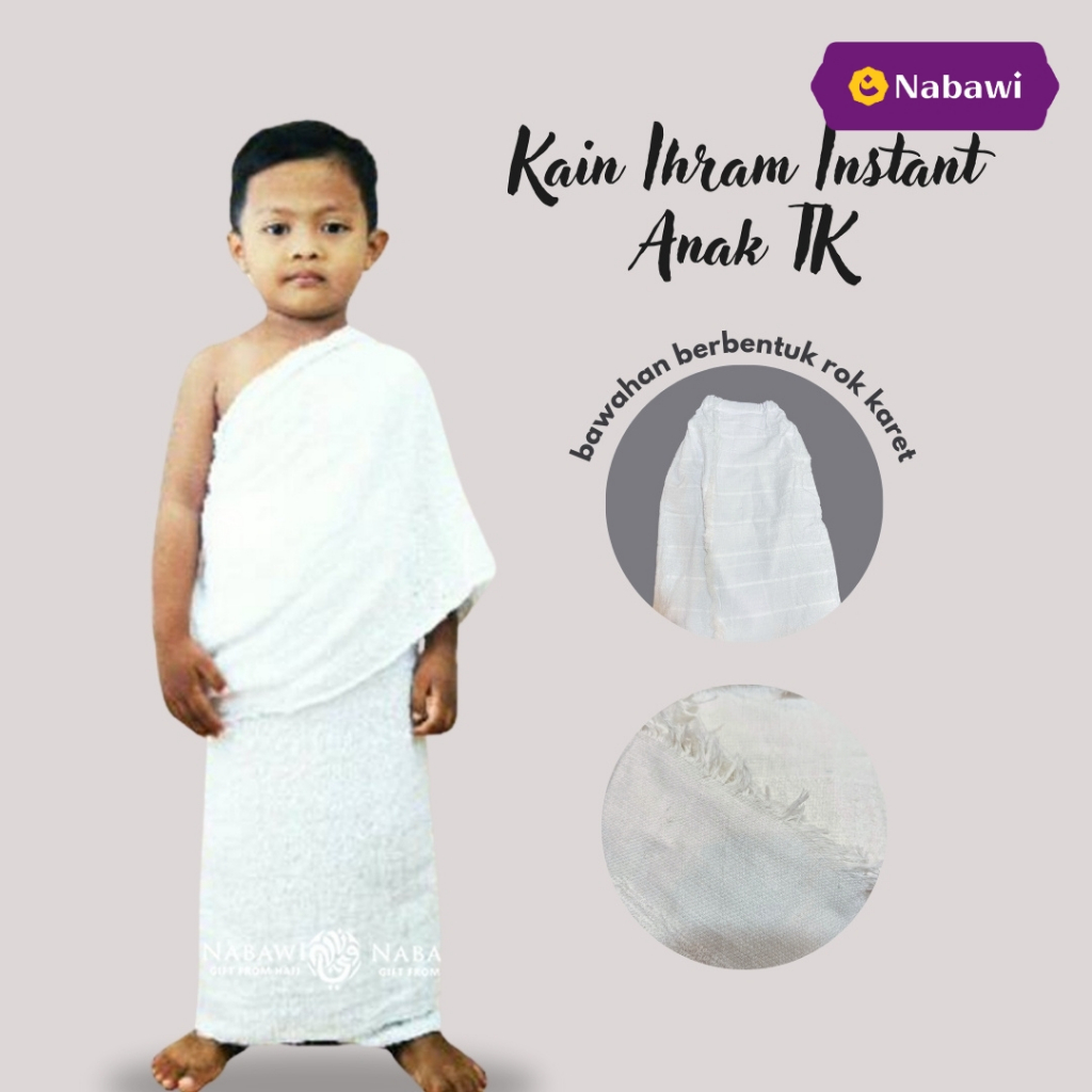 Kain Ihrom Anak Laki Laki Instan Baju Ihram Manasik Haji Anak