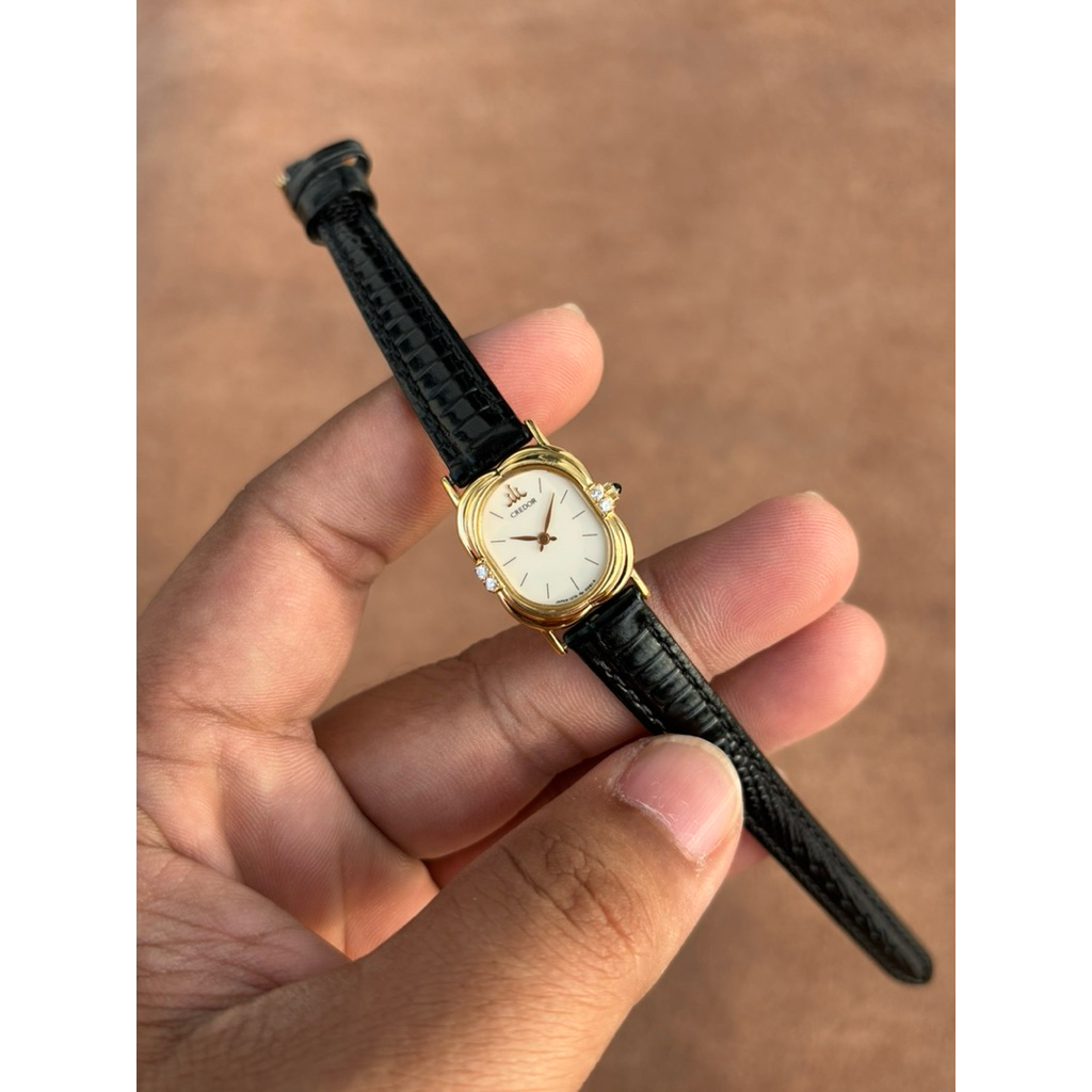 JAM TANGAN WANITA SEIKO CREDOR 1270 5061 18K SOLID GOLD JAPAN RARE ITEM