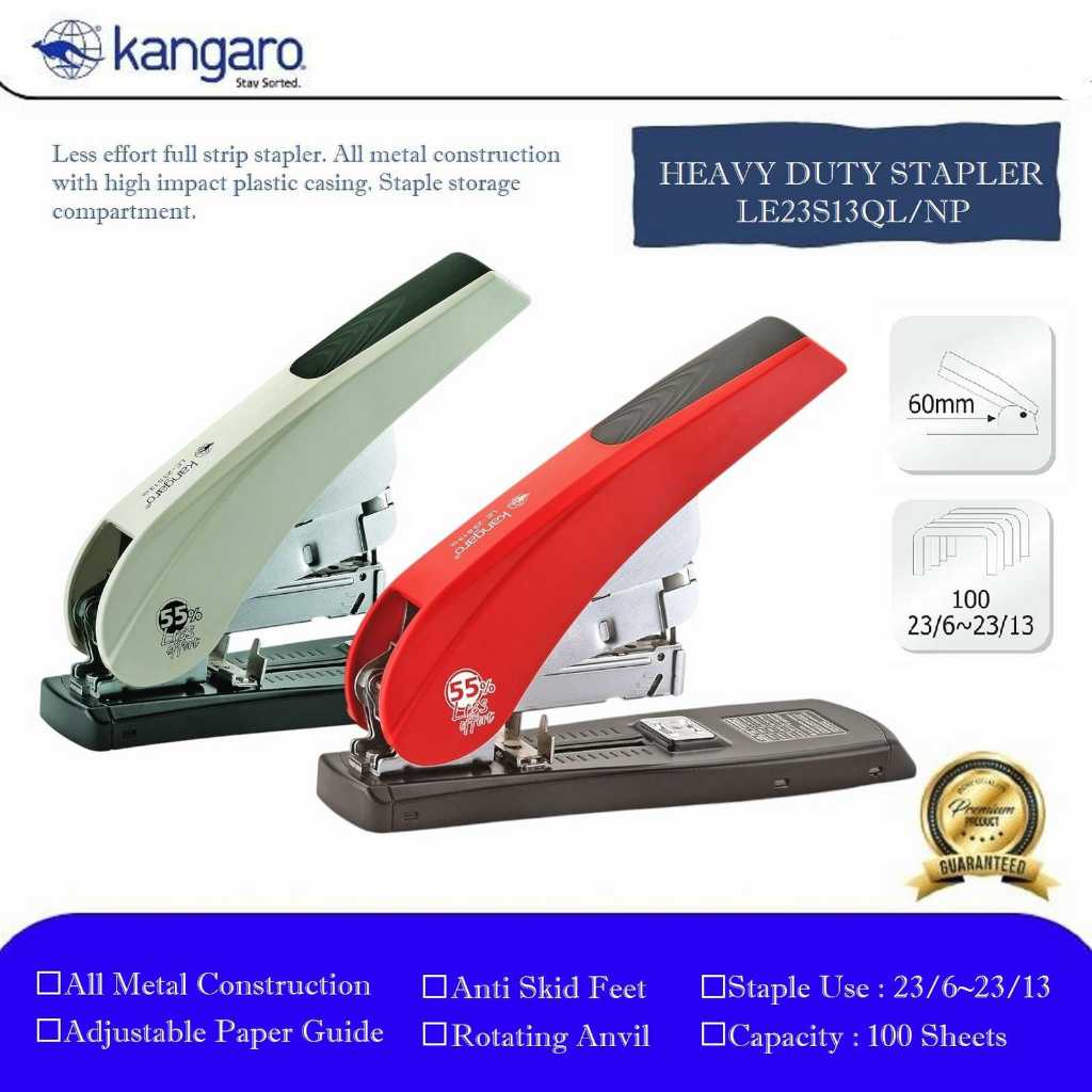 

Stapler Jilid Heavy Duty / Stapler Besar Less effort LE23S13QL Kangaro