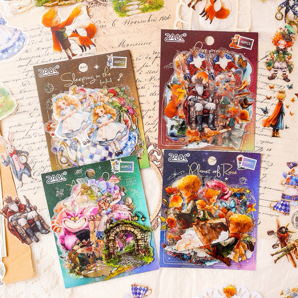 

(7F) sticker transparan motif kartun cartoon alice in wonderland my little prince