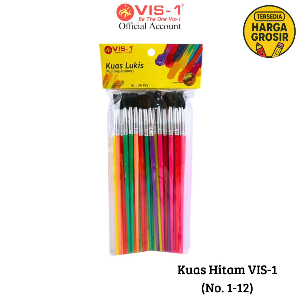 

VIS-1 - Kuas Lukis Hitam 1pack isi 36pcs / Kuas Set
