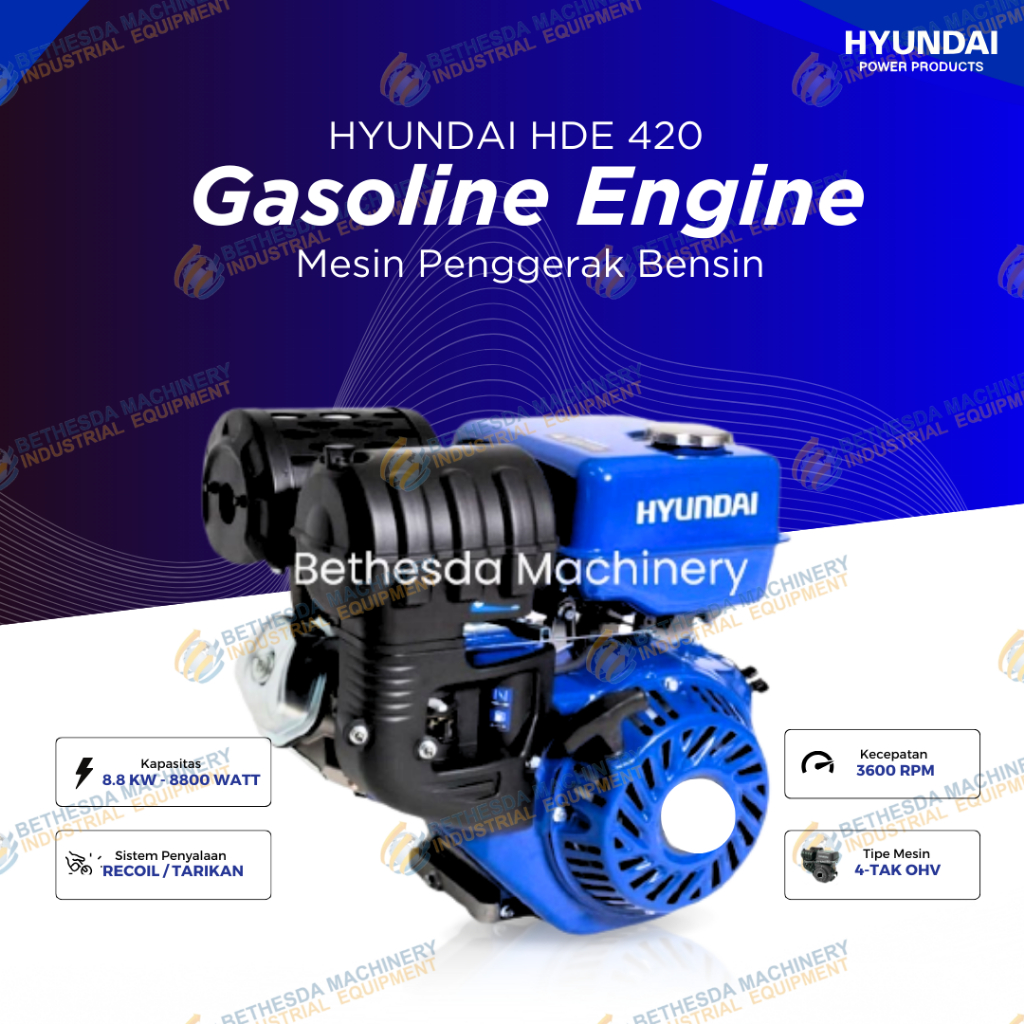 mesin Hyundai penggerak serbaguna 8.8 kw single cylinder