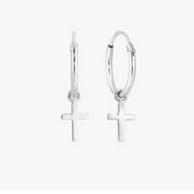 Earring Loop Cross Gold Anting Gipsi SALIB  Emas Putih 750