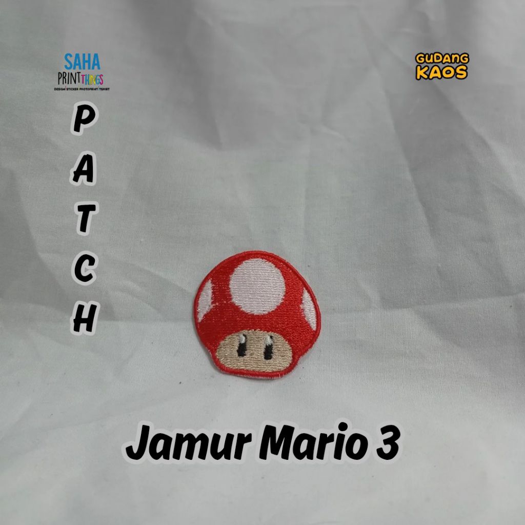 PATCH EMBLEM BORDIR JAMUR MARIO 3