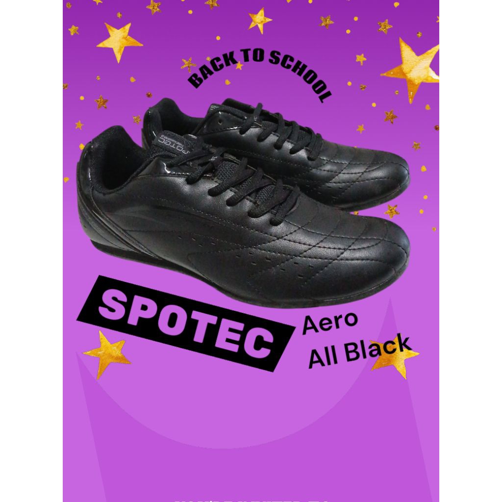 SEPATU SNEAKER SPOTEC STUDENT CATEGORY SEPATU SEKOLAH PRIA WANITA SPOTEC AERO HITAM POLOS
