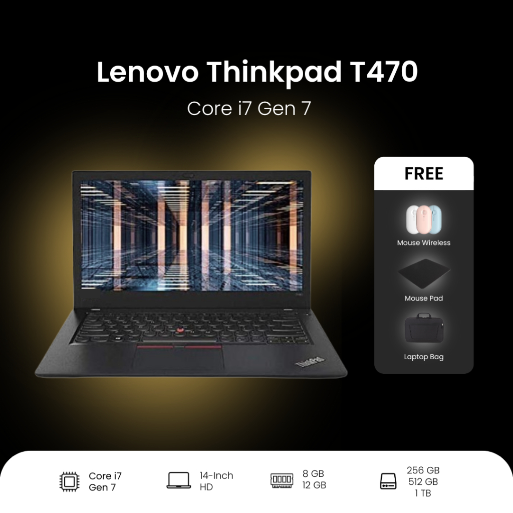 Lenovo Thinkpad T470 | Core i7 Gen 7 7600U | 512GB SSD + HDD 512GB