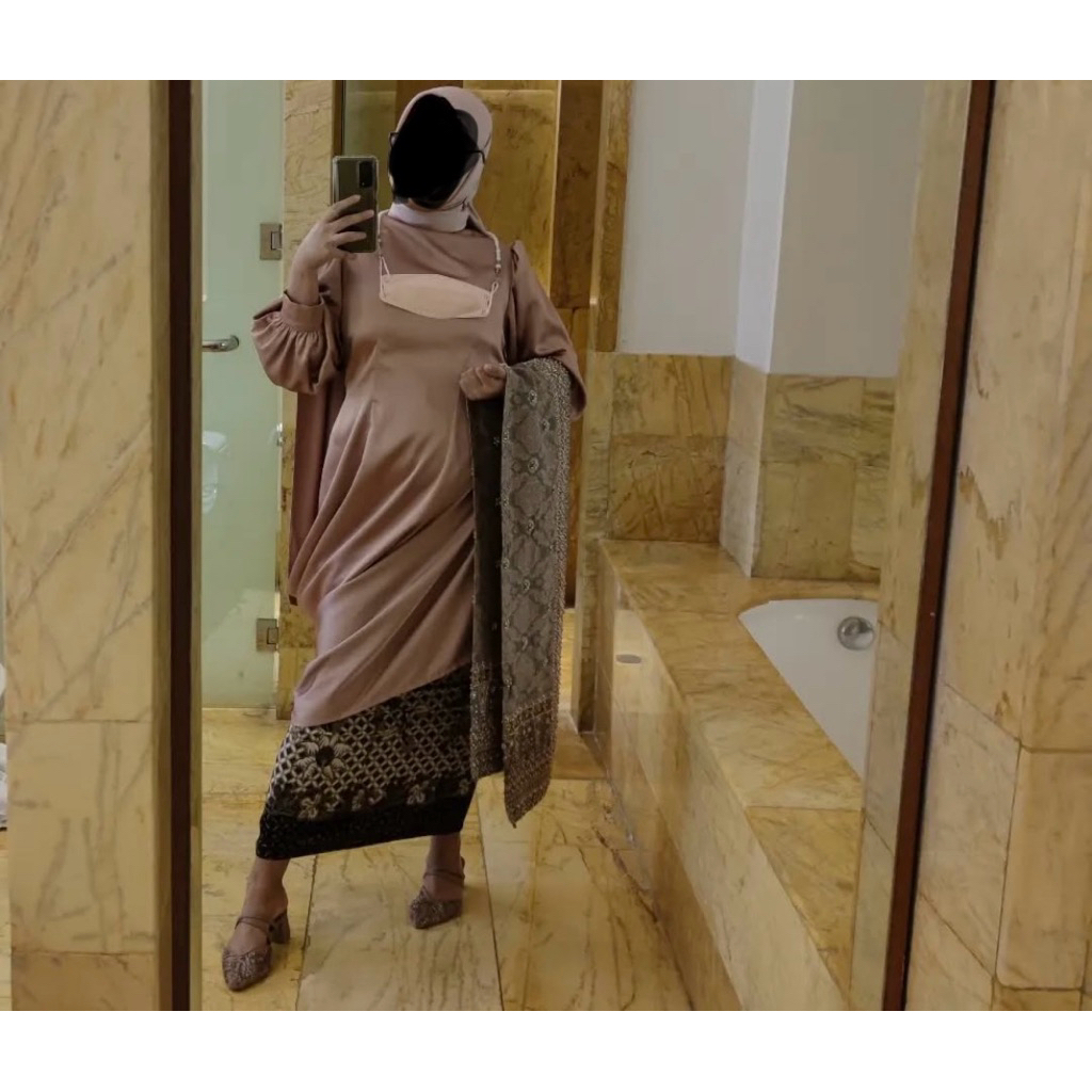 Dress maxi long dress panjang bahan satin bekas preloved