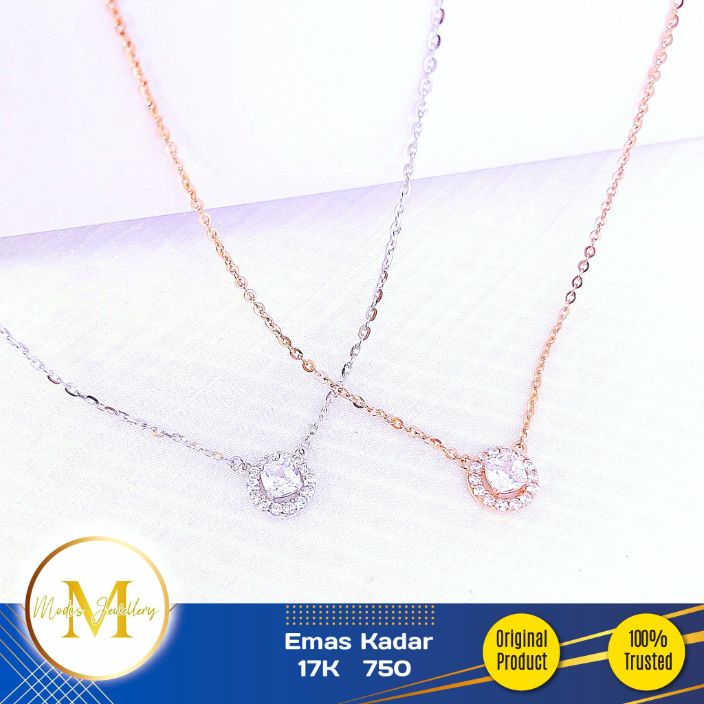 MODIS JEWELLERY- Kalung Serut/Extention Chelsea Solitaire Kotak Putih Rosegold - Emas 17k  750