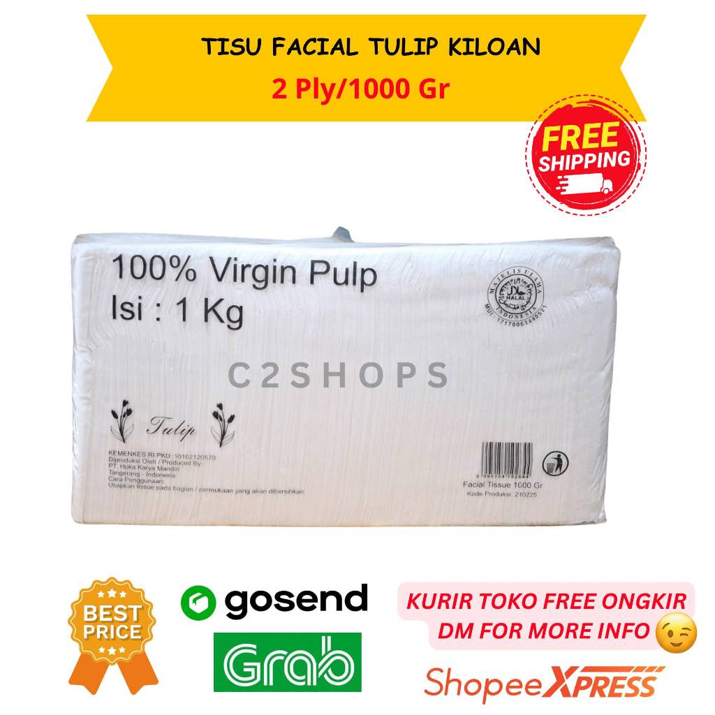 [GROSIR] TISU / TISSUE TULIP 1000 GR | TISSUE PULP KILOAN | TULIP Tissue Wajah 1000gr [PER PACK]