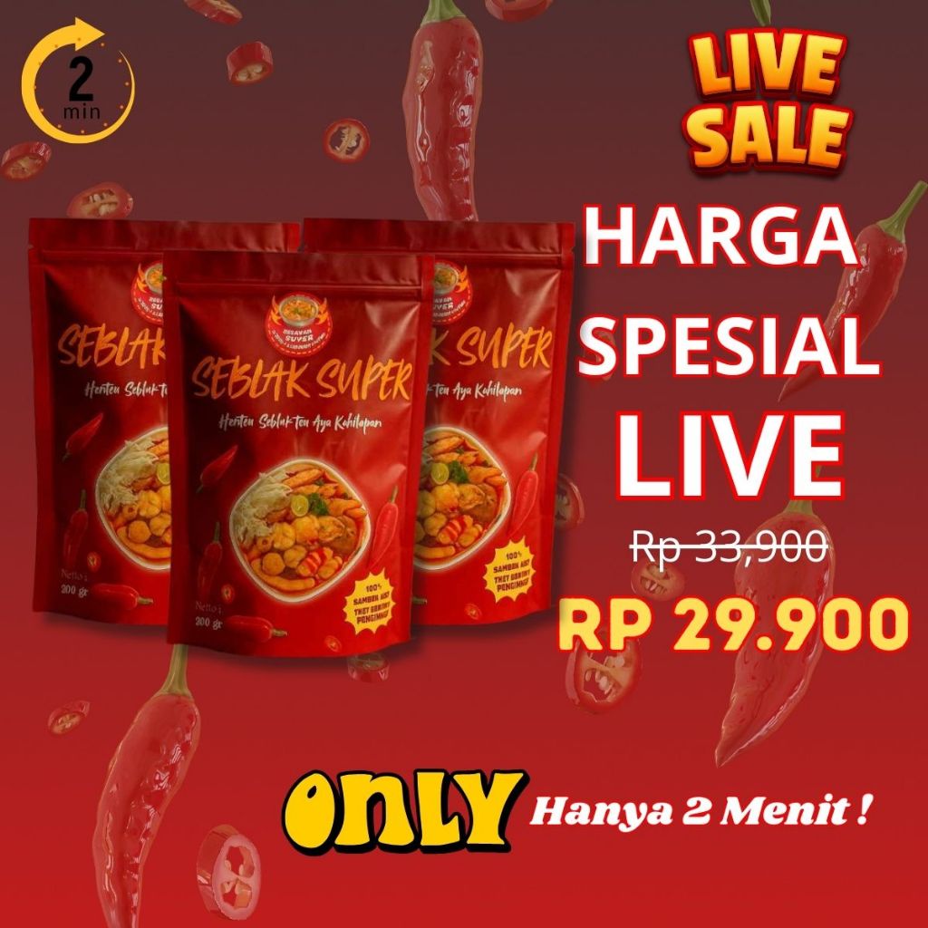 

[SPESIAL LIVE] Paket 3 Pcs Seblak Super khas Tasikmalaya Seblak Instan Komplit Murah Bumbu Basah