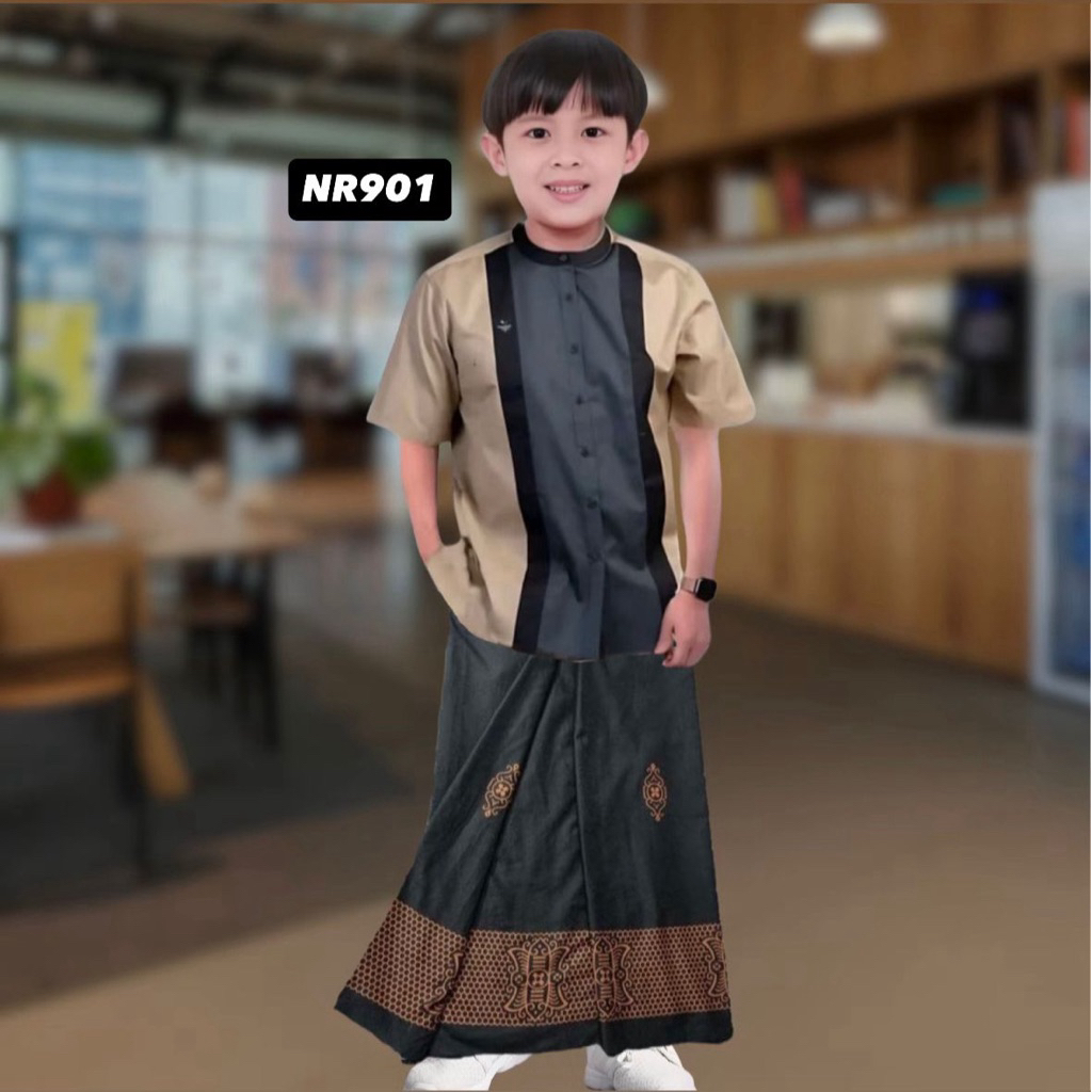 Terbaru-Set  Sarung Koko Anak Laki-Laki-Sarko Sarung Baju koko anak lengan pendek-baju koko anak