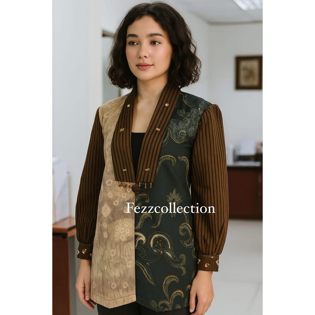 blazer jumputan batik lurik