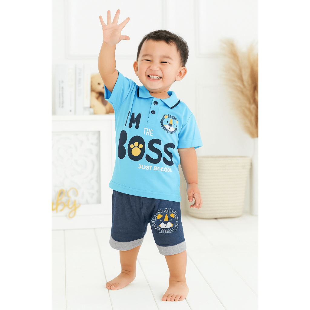 SETELAN ANAK LAKI-LAKI 0-2 TAHUN JVC KIDS KERAH SIZE XL I'M BOSS