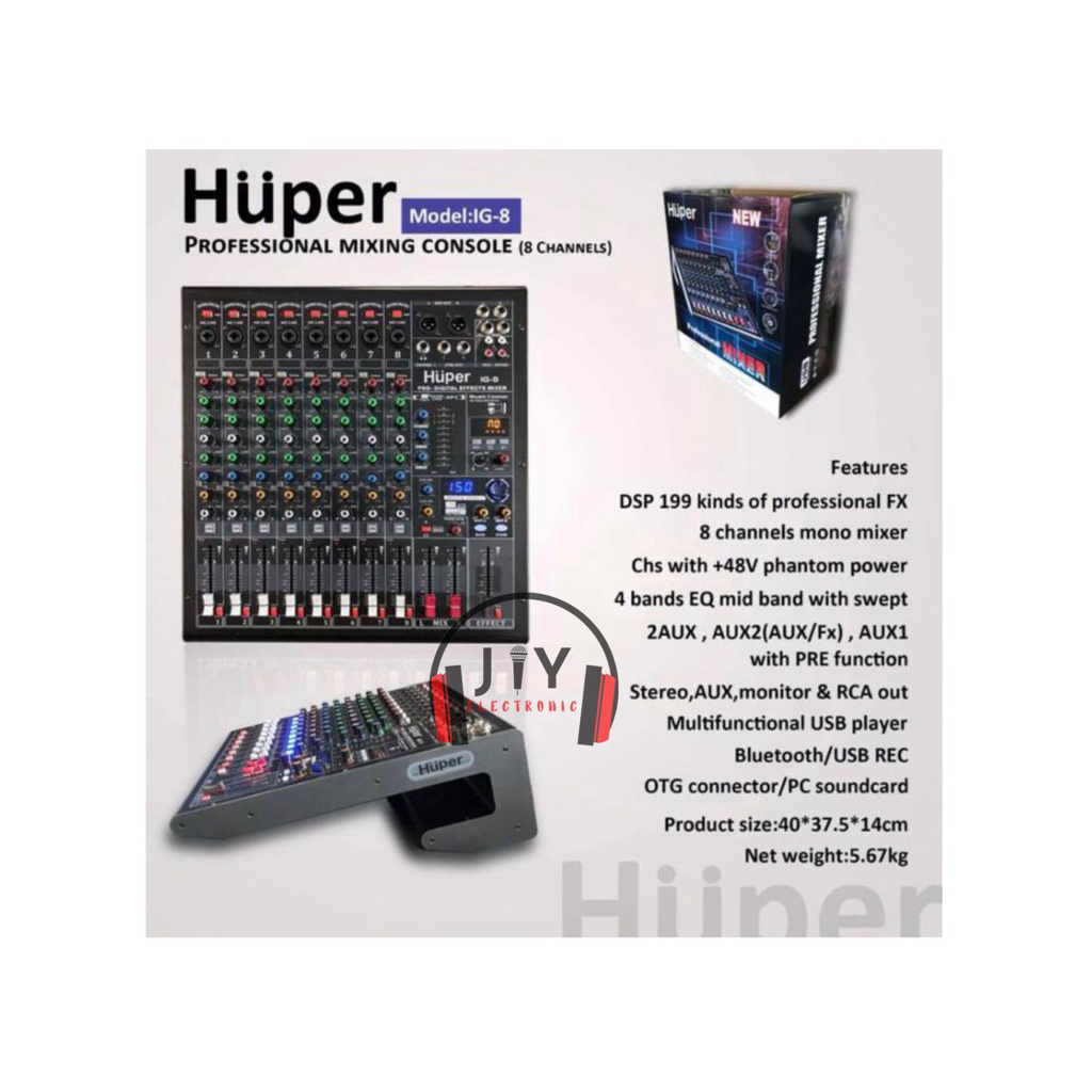 Audio Mixer Huper 8 Channel IG-8 IG8 IG 8 Soundcard With Compresor Original