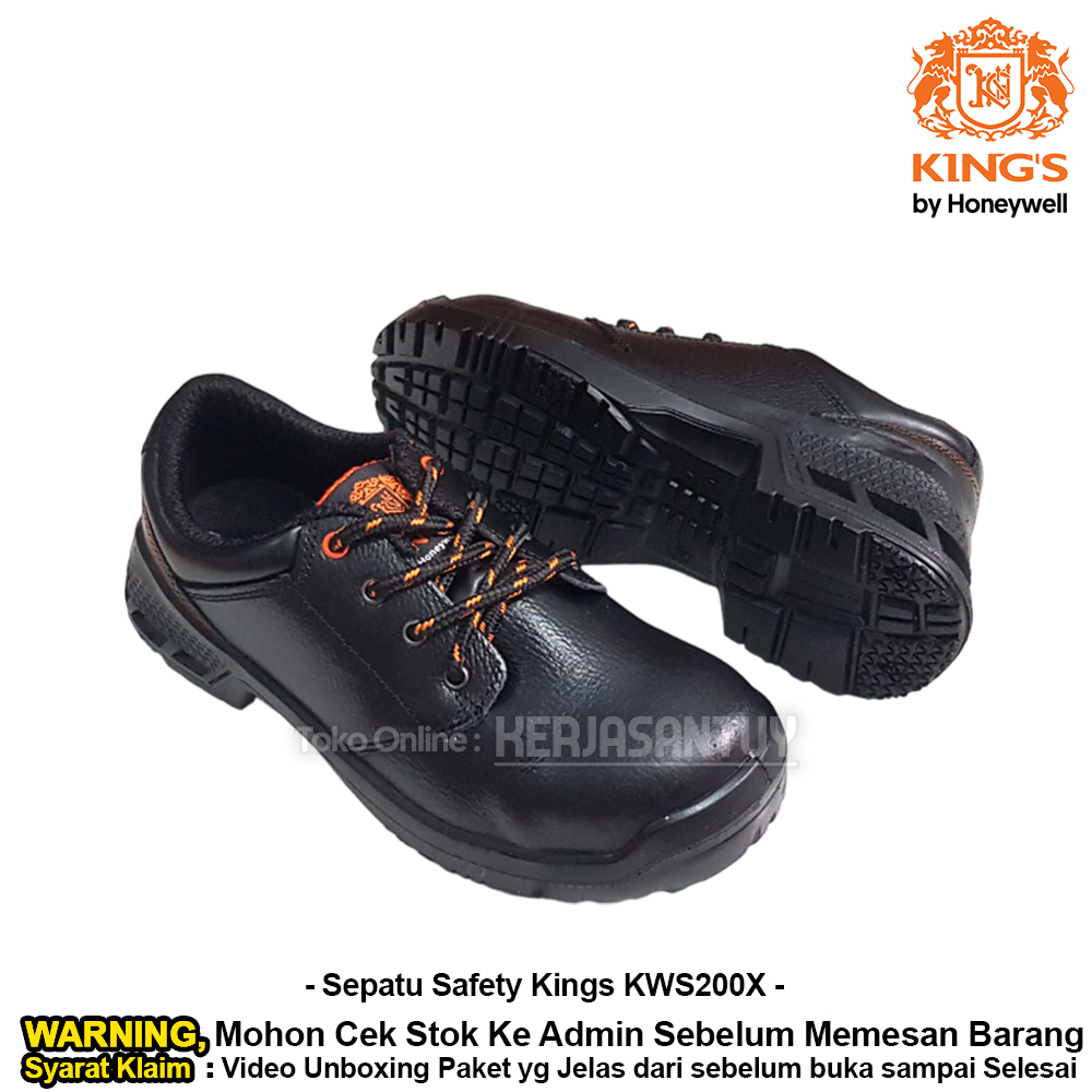 Sepatu Safety Kings KWS200X Hitam / Sepatu Boots Proyek Pendek Bertali King's by Honeywell KWS 200 X