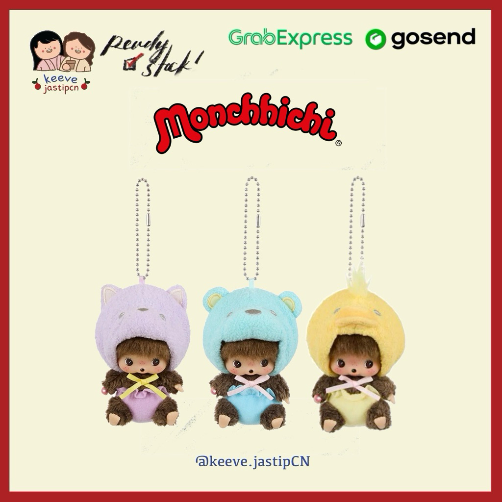 <READY STOCK> SEKIGUCHI JAPAN MONCHHICHI BEBICHHICHI ANIMAL CAT BEAR KEYCHAIN PENDANT PLUSH