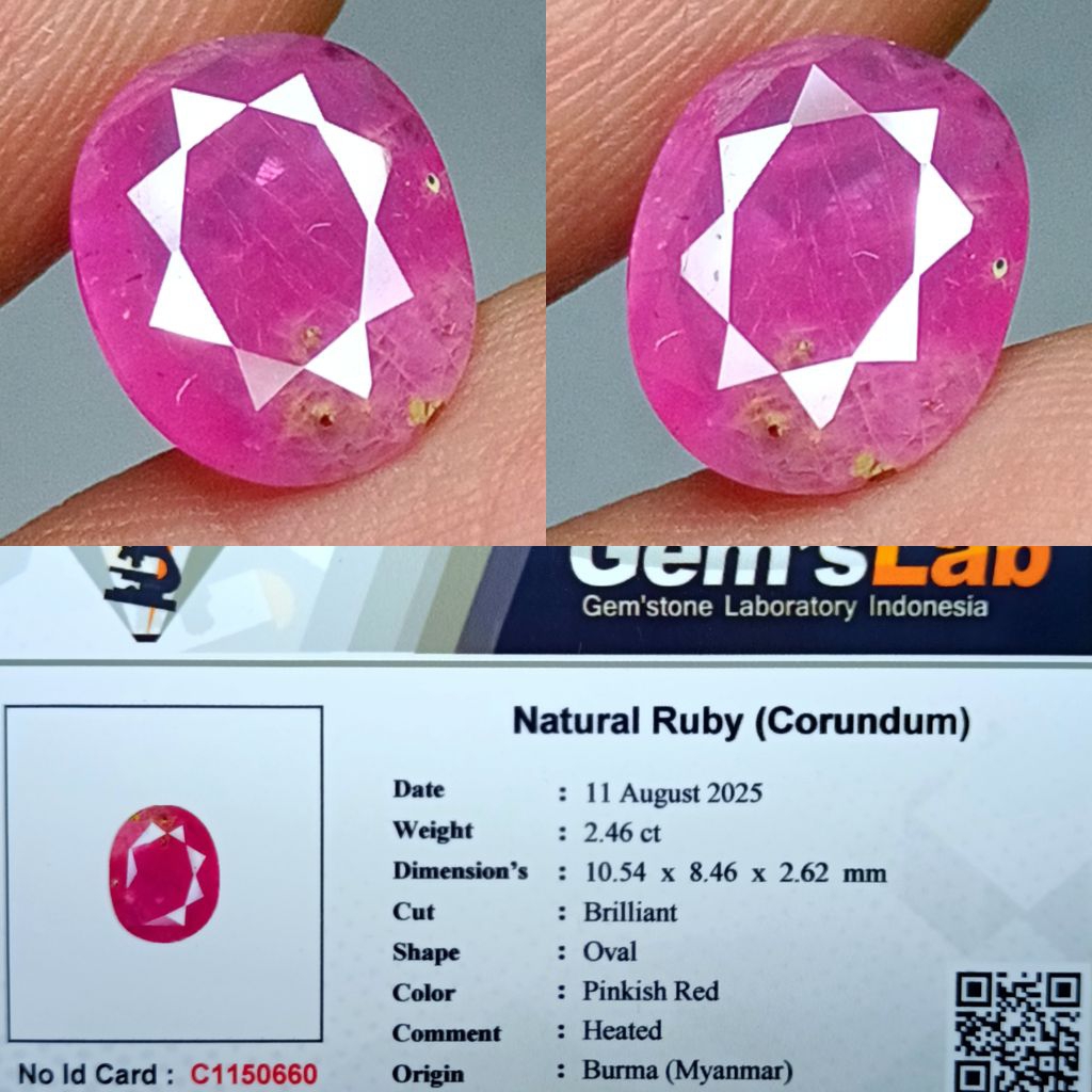 NATURAL RUBY CORUNDUM BURMA MYANMAR MEMO GLI LAB