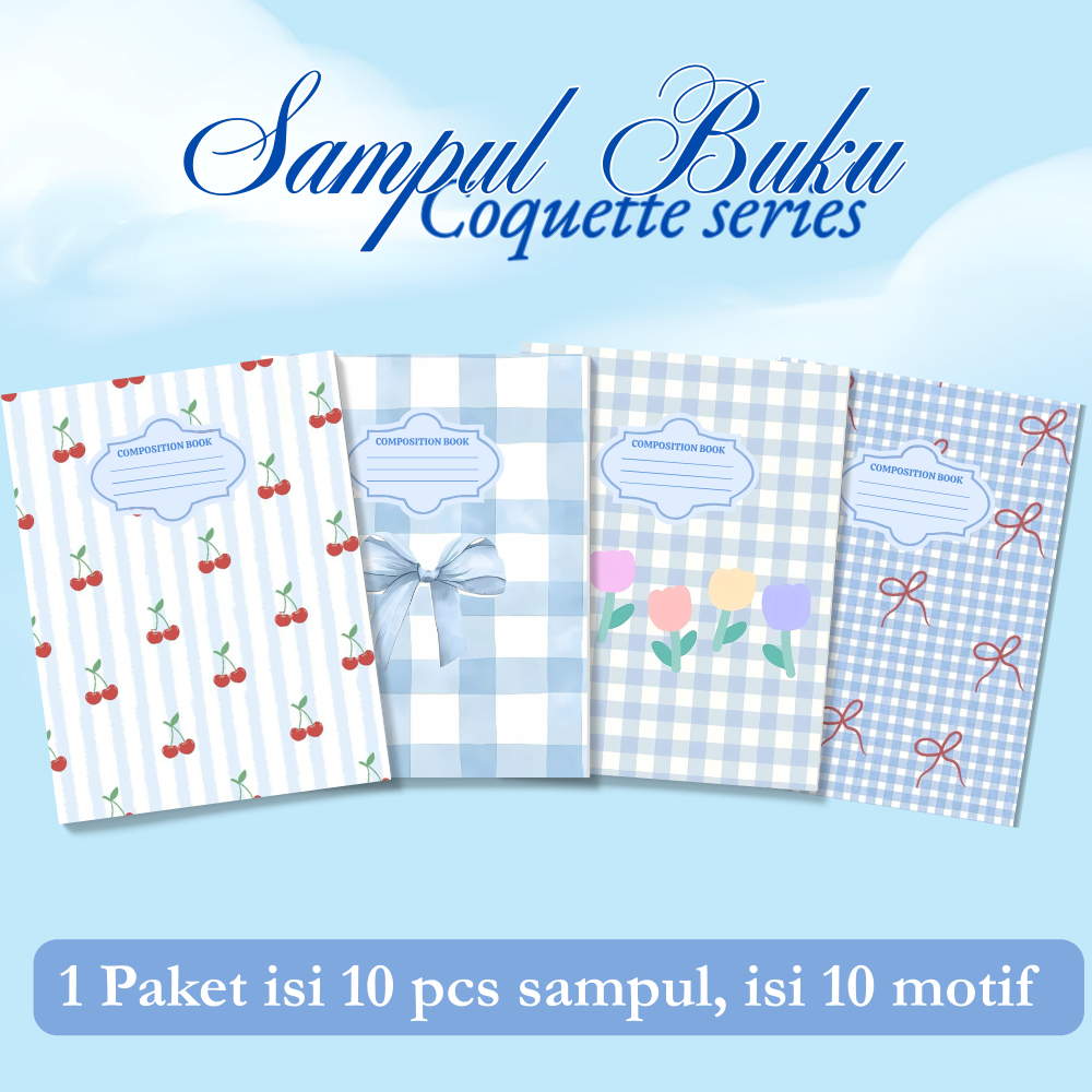 

(READY) 10 PCS Sampul Buku Aesthetic Tema Blue Coquette Warna Biru Pastel Aesthetic Korean Style. Sidu Bigboss Campus Boxy