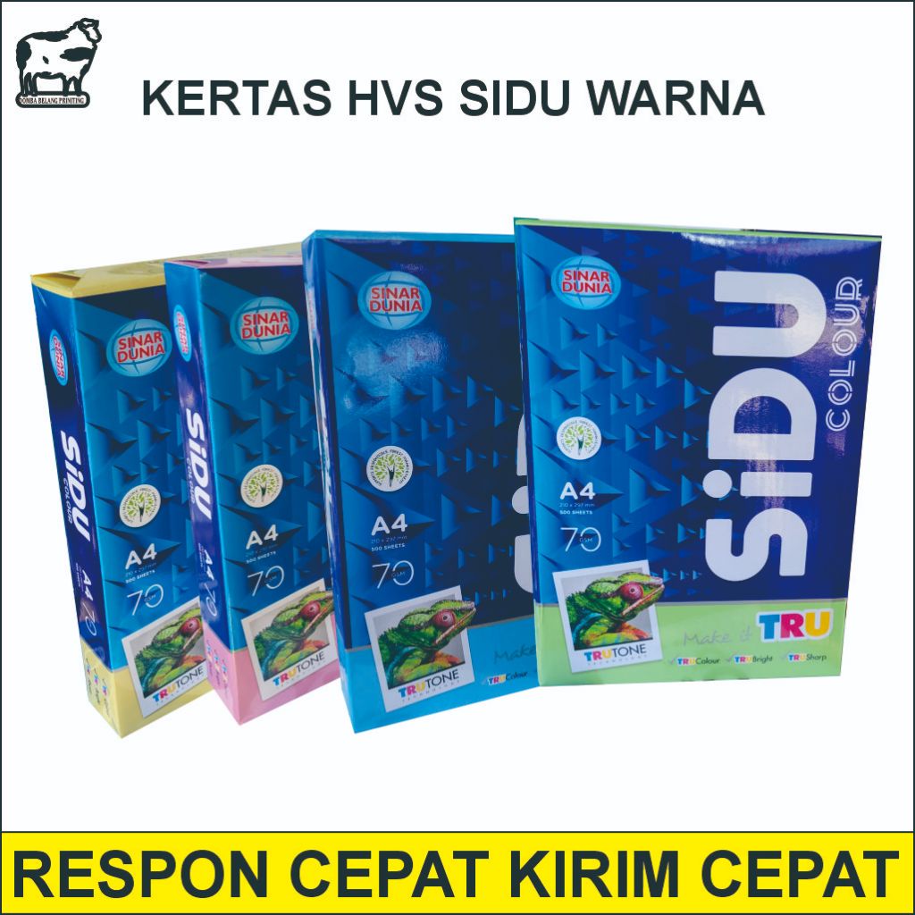 

Kertas HVS Sinar Dunia /A4 70 Gsm Warna / Kertas SIDU A4 Warna 70 Gram Merah Kuning Biru Hijau / Kertas Warna A4