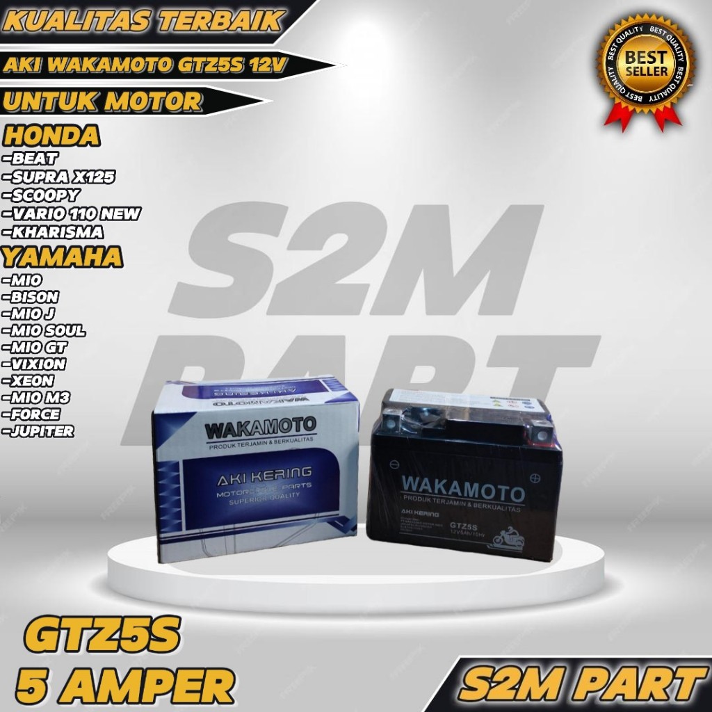 AKI MOTOR GTZ5S WAKAMOTO AKI KERING VOLTAGE 12V5Ah/10HR