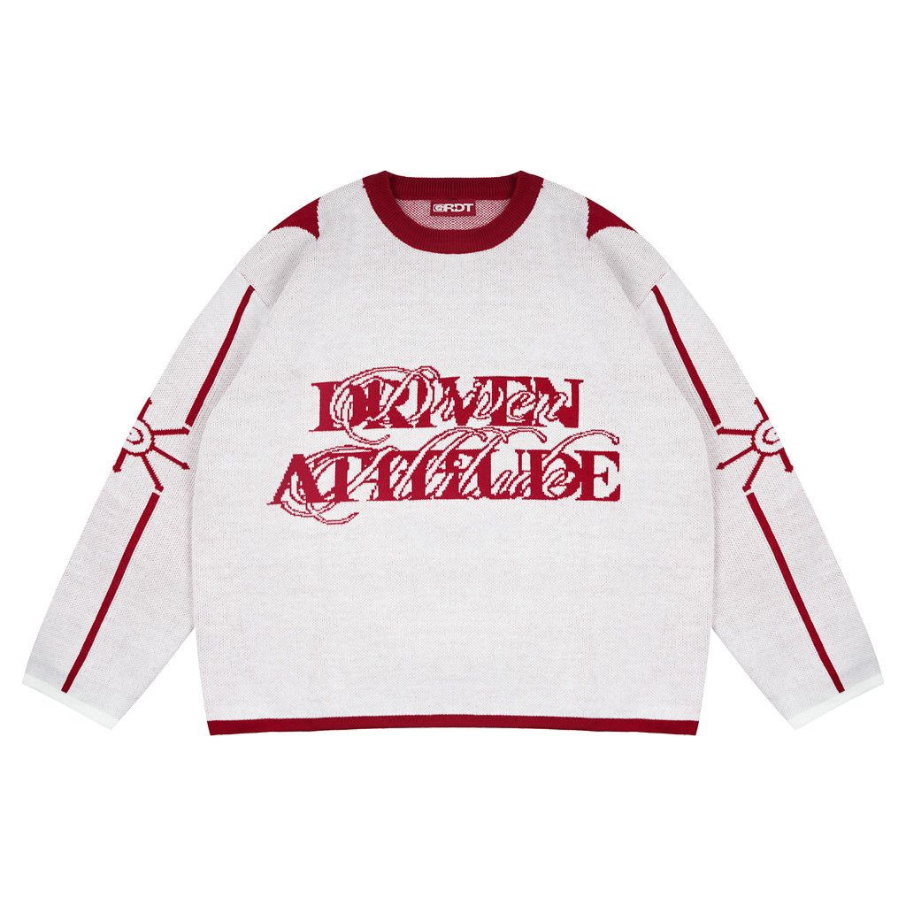 GRDT - Statement Knitwear Boxi White - Red