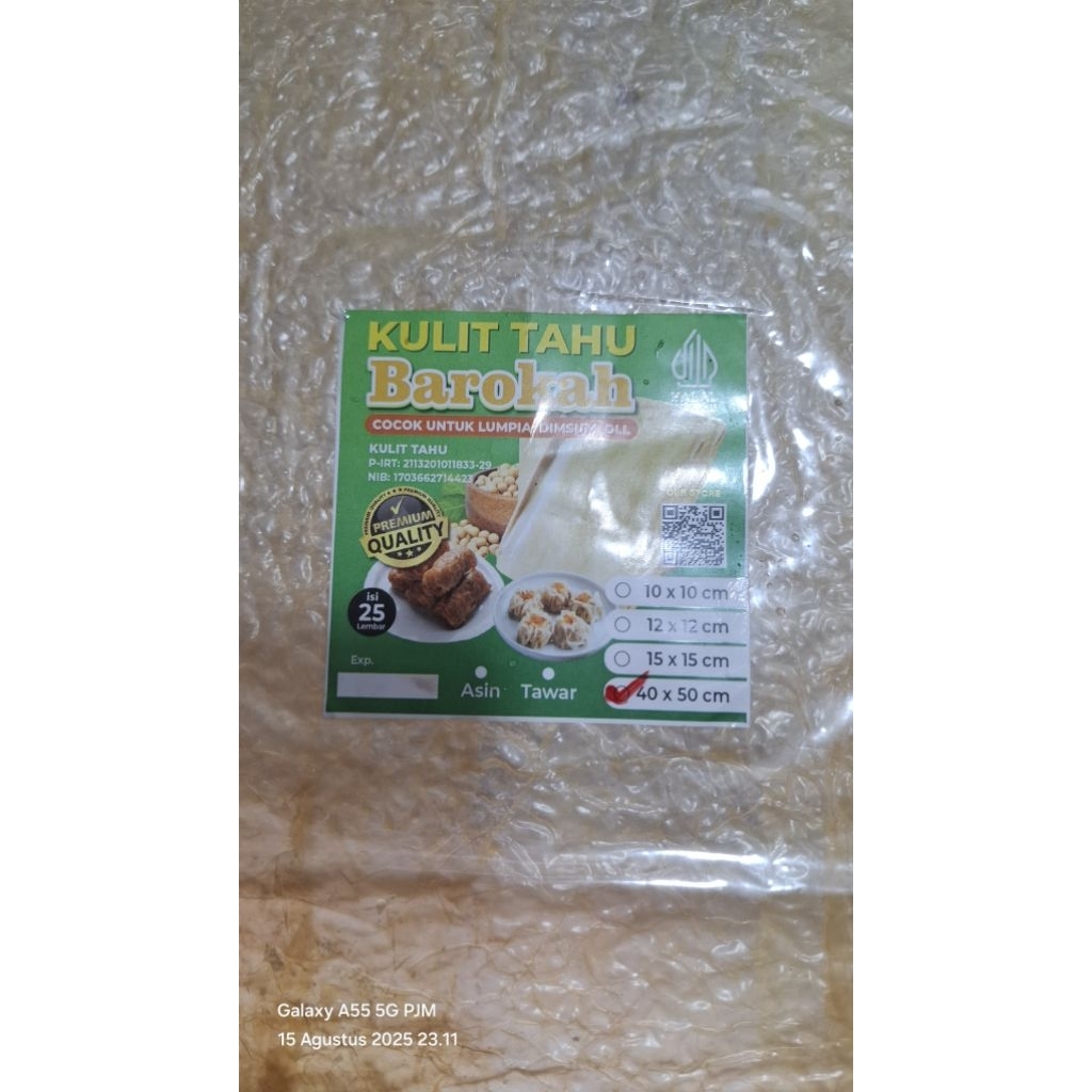 

KULIT TAHU BAROKAH (40 × 50 ) isi 25pcs
