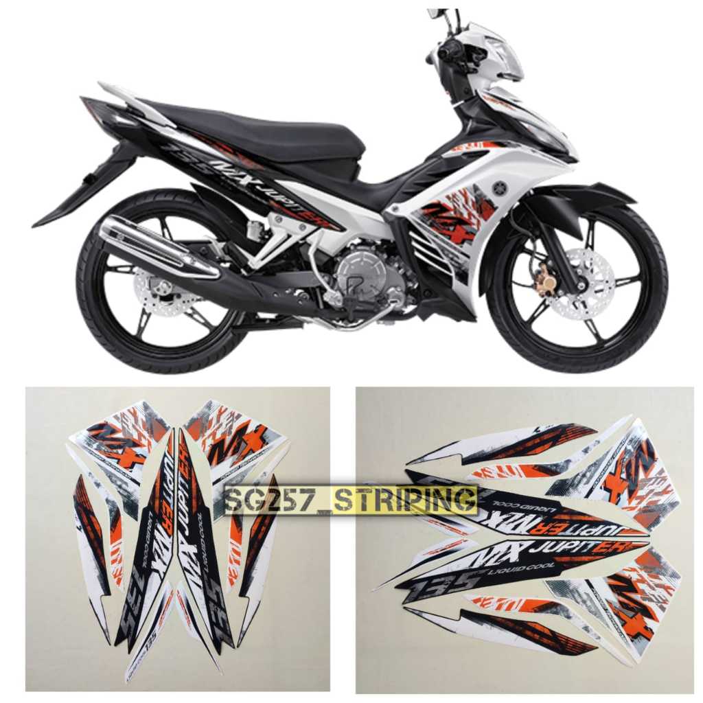 Striping Stiker Motor Yamaha Jupiter Mx New 135 2014 Hitam Putih Orange Standar Berkualitas