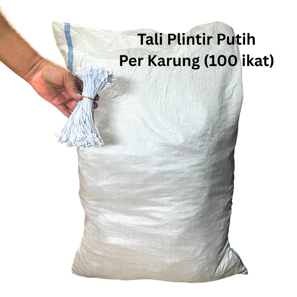 [isi 100 ikat] Tali Plintir Putih Susu, Tali Plintir Bulat, Berkualitas, Tali Tenteng Camilan 17CM
