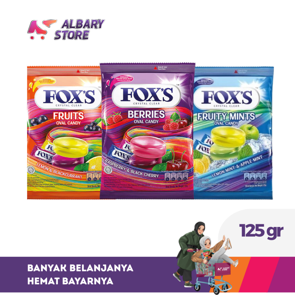 

FOX'S Oval Candy Permen Rasa | Berries | Fruits | Fruity Mints | 125 gr
