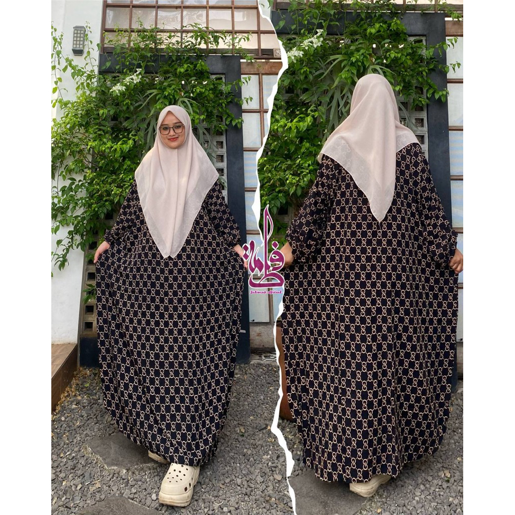 Gamis Kaftan Motif Gigi Rayon Daster Abaya Jumbo Busui Grosir Gamis Kaftan Rayon Jumbo Daster
