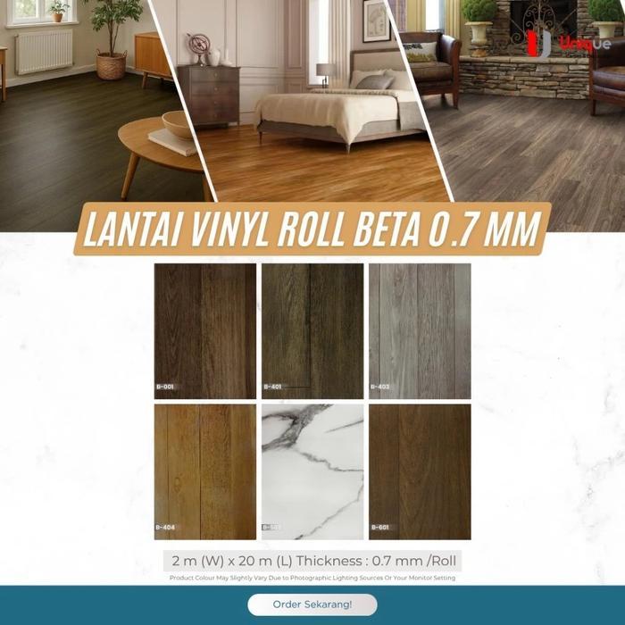 Vinyl Roll BETA Motif Kayu Tebal 0,7mm / Karpet Roll Meteran Termurah / Karpet Lantai Vinyl Motif Ma