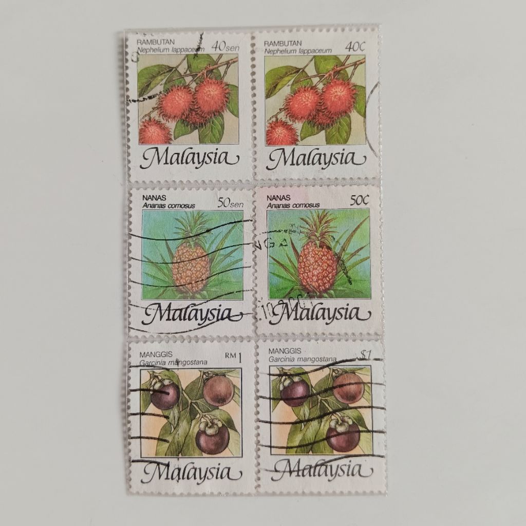 

(AB) Perangko Malaysia Tahun 1986 -2000 Seri Tropical Fruits Set 6 pcs Used