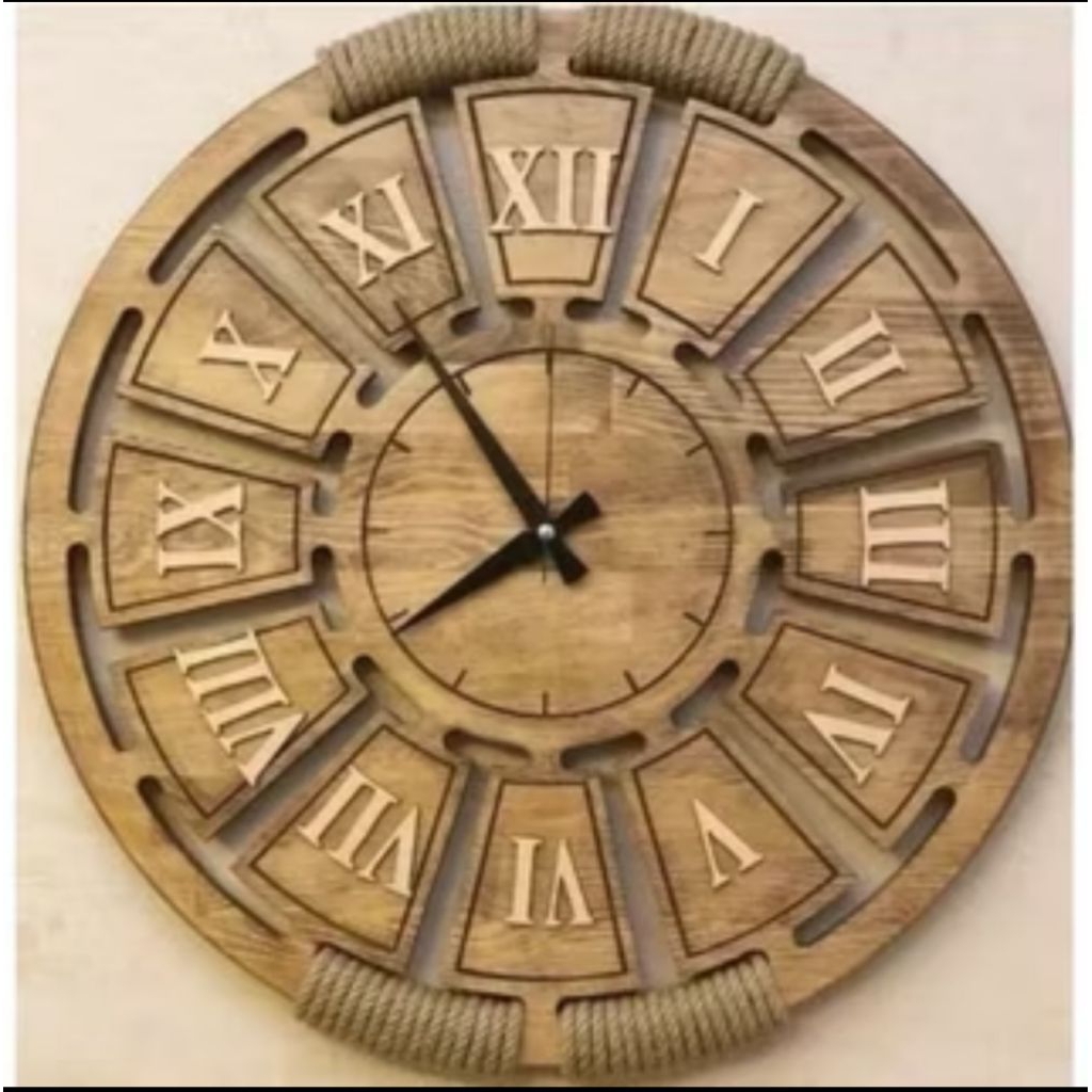 Jam Dinding Kayu Jati Antik Romawi 80cm