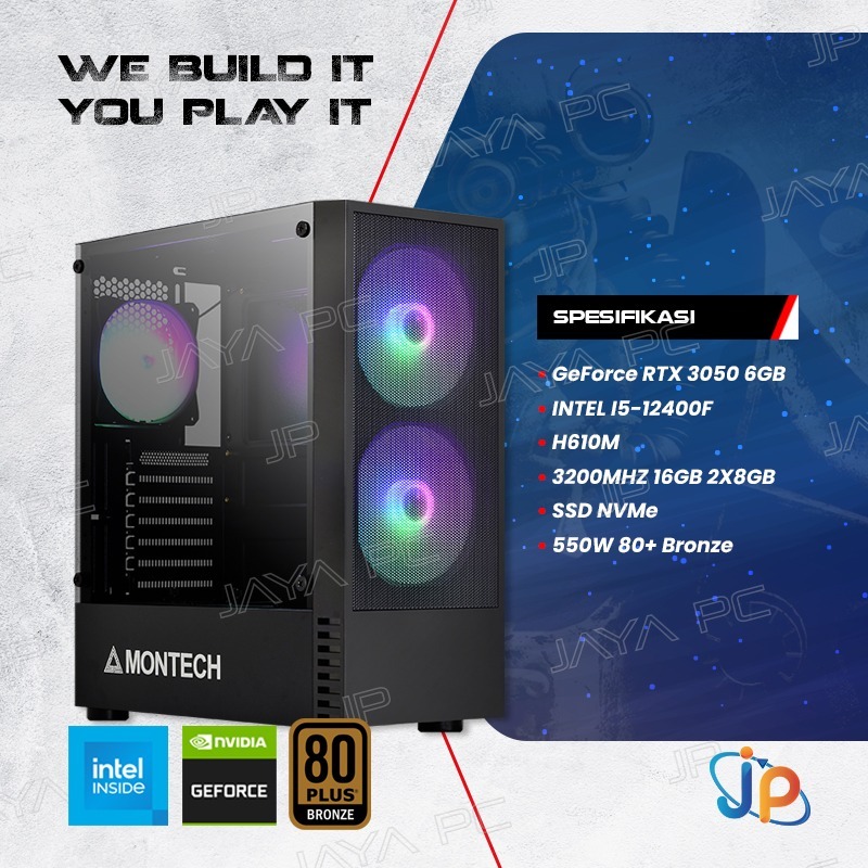 GAMING POINT INTEL - PC Rakitan i5-12400F | 16GB DDR4 | RTX 3050 6GB | SSD NVMe