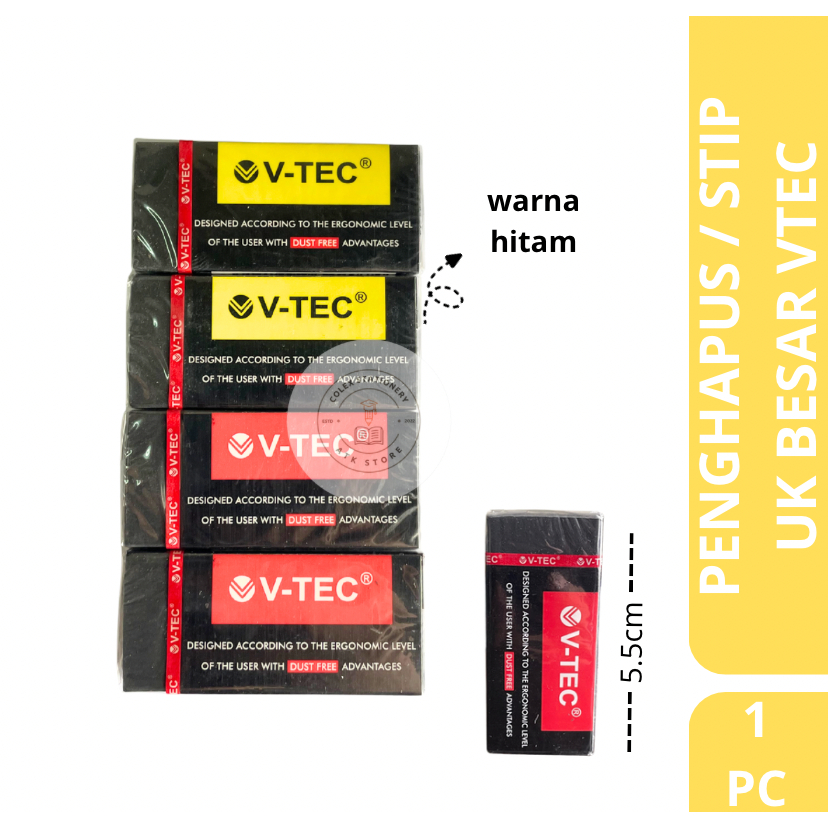 

[1 PC] Penghapus Bersih / Stip Warna Hitam Ukuran Besar Jumbo Panjang Vtec ER-20BL
