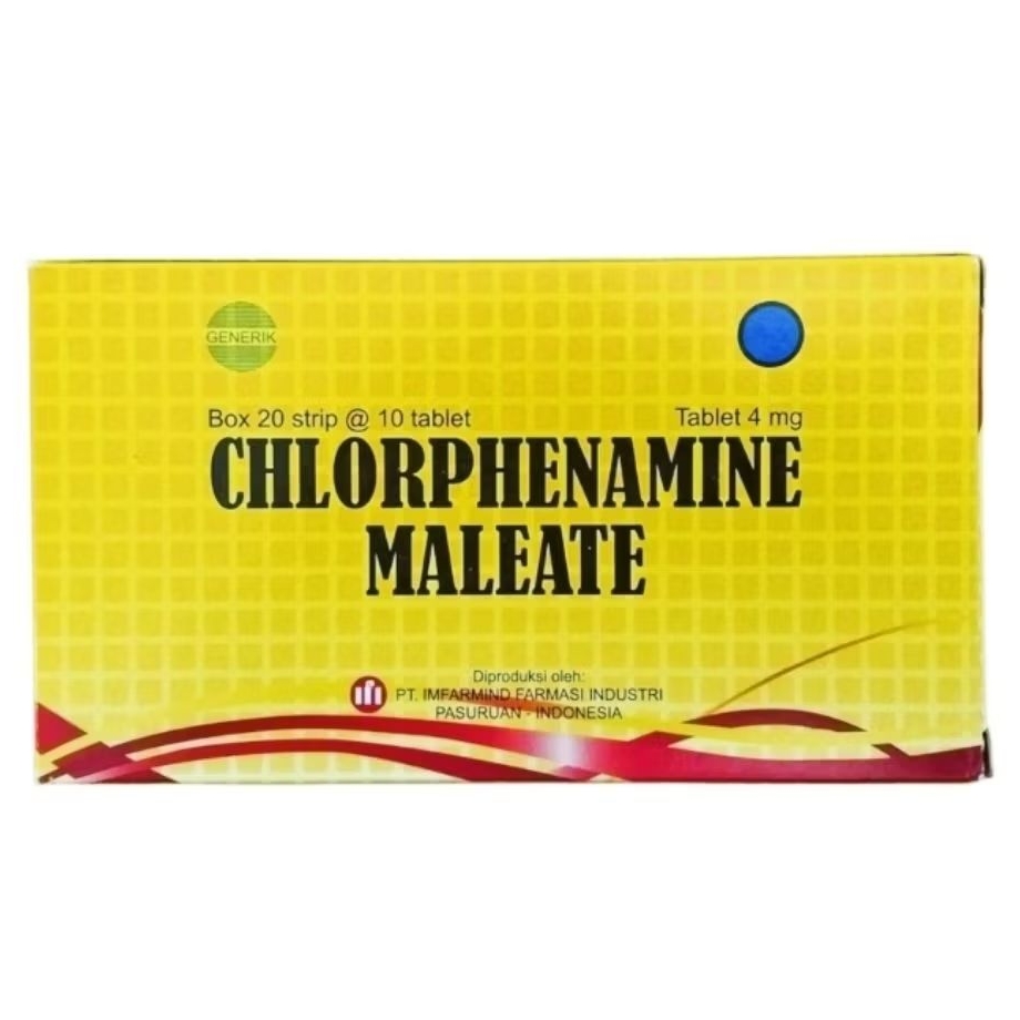 CHLORPHENAMINE MALEATE Tablet 4mg (200's /Dus) - CTM | IFI /IMFARMIND