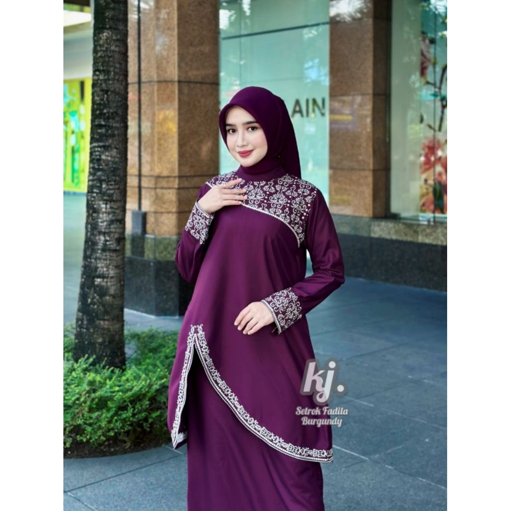 Fadilla Setrok // Set Rok Kurung Katun Bordir Ready ukuran Jumbo//Rok pinggang karet