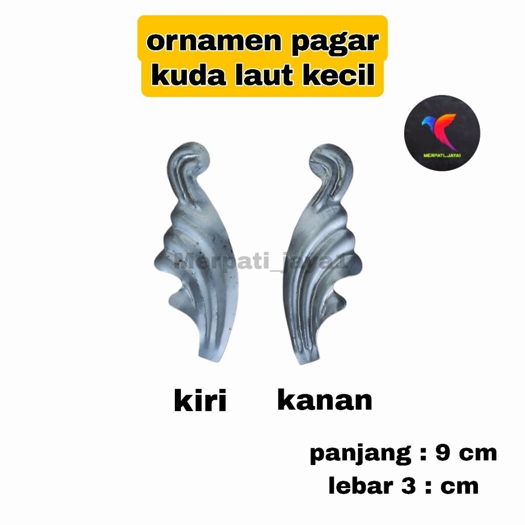 Ornamen Pagar Kuda Laut Kecil Plat Besi 9x3 cm
