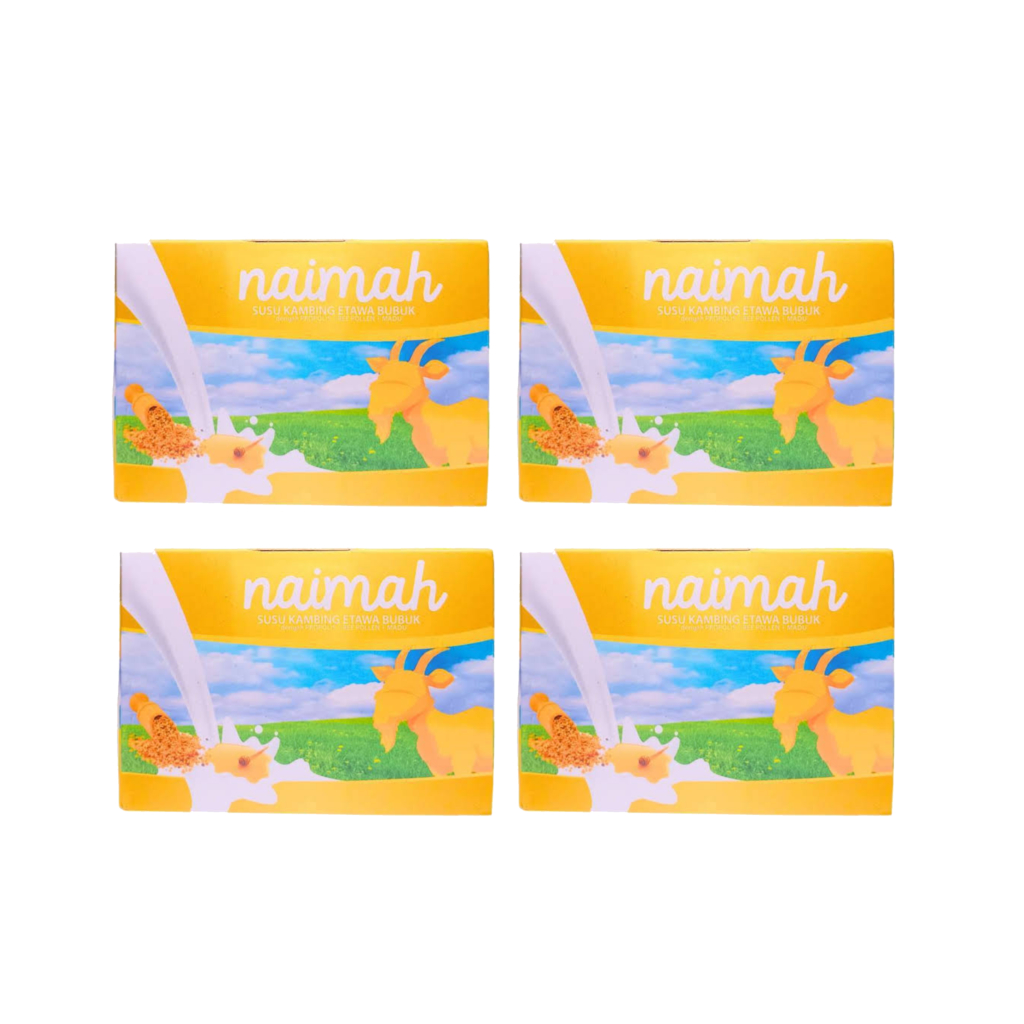 

4 BOX Susu Kambing Etawa Naima Naimah 200g – Susu Bubuk Herbal Propolis Bee Pollen BPOM