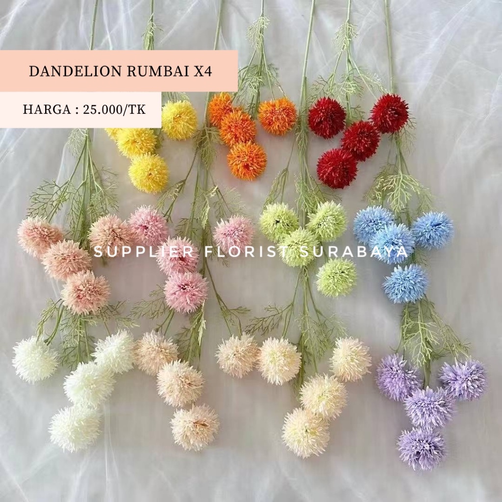 [ DANDELION RUMBAI X4] BUNGA PALSU PREMIUM POM POM PING PONG DANDELION ARTIFICIAL FLOWER HIASAN VAS 