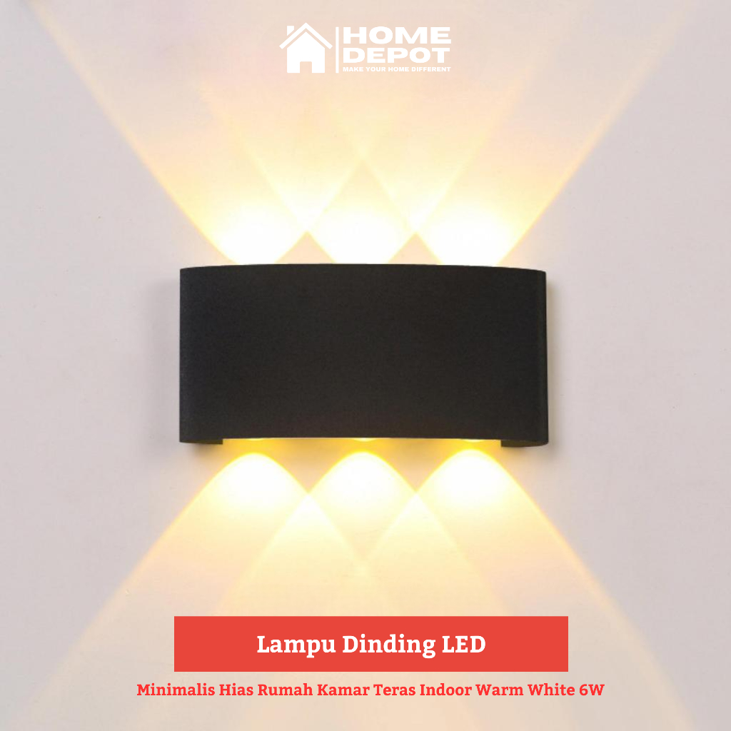 Lampu Dinding LED Minimalis Hias Rumah Kamar Teras Indoor Warm White 6W