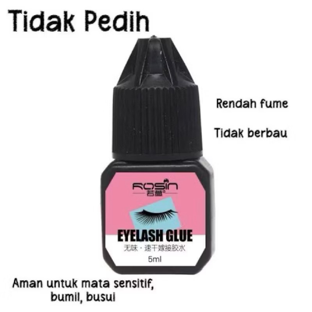 ROSIN Eyelash Glue 5ml, lem Bulumata Eyelash Exstension tidak perih dan kuat, lem tanam Bulumata