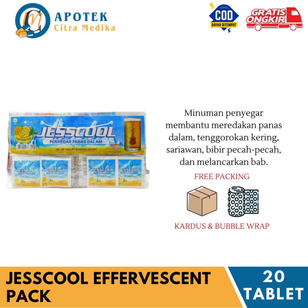 

JESSCOOL EFFERVESCENT - Meredakan Panas Dalam, Sariawan dan Tenggorokan Kering