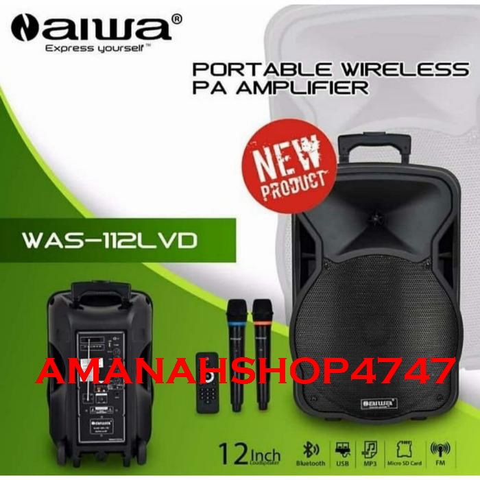 Speaker Portable wireless 12 inch metting Aiwa WAS-112LVD / aiwa 112LVD