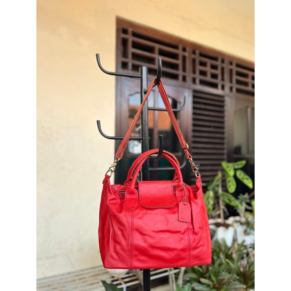 Tas Kulit Wanita ABEKANI CBAG Flap Hand Bag dengan Tali Panjang Ukuran Medium
