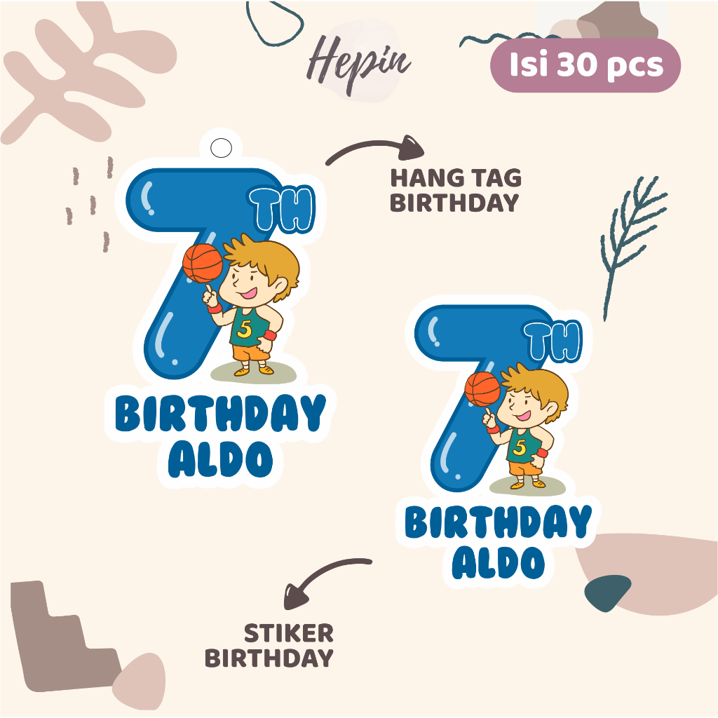 

(30pcs) Diecut Label Hang Tag SPORT -cute/ Sticker Birthday sport