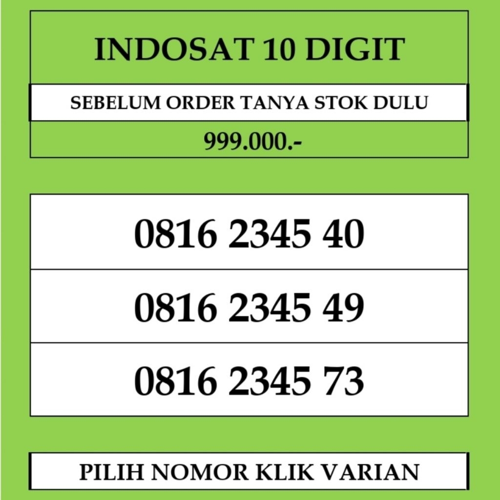 Nomor Cantik Indosat 10 digit Kartu Perdana Im3 Ooredoo Prabayar